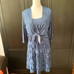 Dance Ruffled Dress with sequins and cardigan